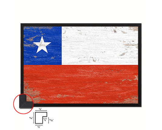 Chile Shabby Chic Country Flag Wood Framed Print Wall Art Decor Gifts