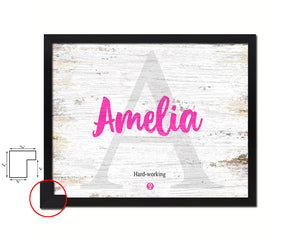 Amelia Personalized Biblical Name Plate Art Framed Print Kids Baby Room Wall Decor Gifts