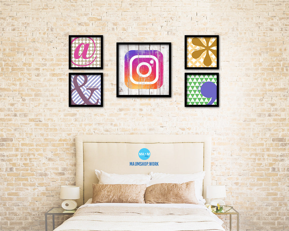 Instagram Social Media Symbol Icons logo Framed Print Shabby Chic Home Decor Wall Art Gifts