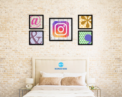 Instagram Social Media Symbol Icons logo Framed Print Shabby Chic Home Decor Wall Art Gifts