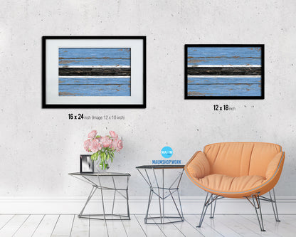 Botswana Country Wood Rustic National Flag Wood Framed Print Wall Art Decor Gifts