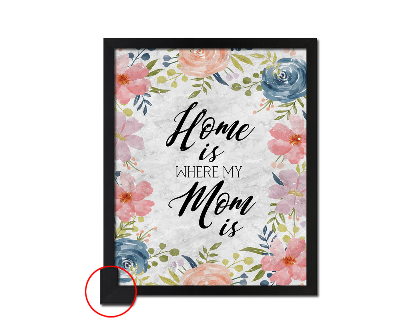 Home is where my mom is Quote Framed Print Wall Art Decor Gifts