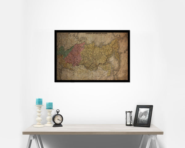 Siberia Russia 1875 Vintage Map Framed Print Art Wall Decor Gifts