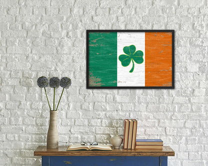 Ireland Saint Patrick Shabby Chic Military Flag Framed Print Decor Wall Art Gifts