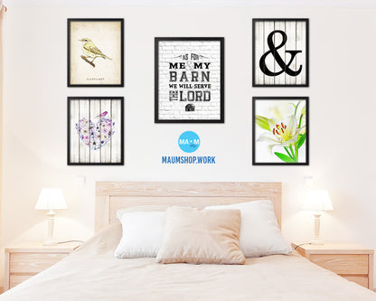 As for me & my barn, we will serve the Lord Quote Wood Framed Print Home Decor Wall Art Gifts