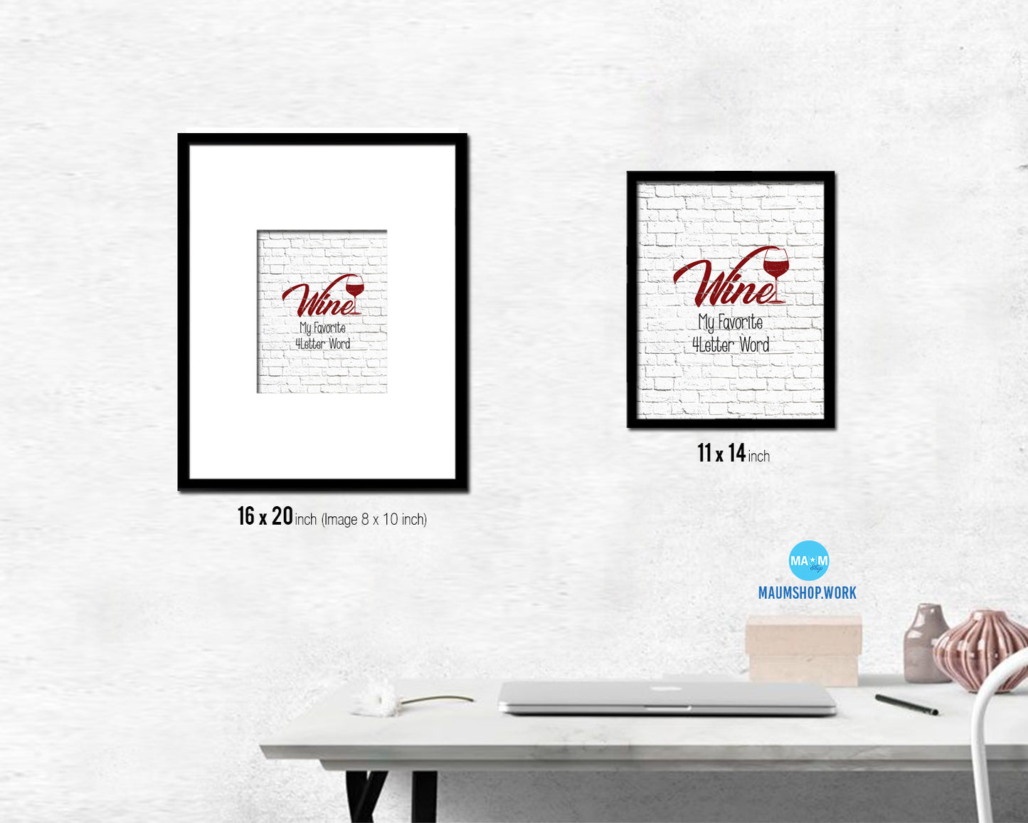 Wine is my favorite 4 letter word Words Wood Framed Print Wall Decor Art Gifts