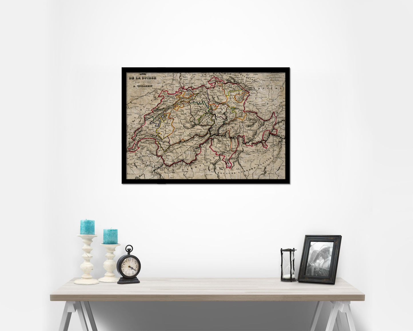 Switzerland Historical Map Framed Print Art Wall Decor Gifts