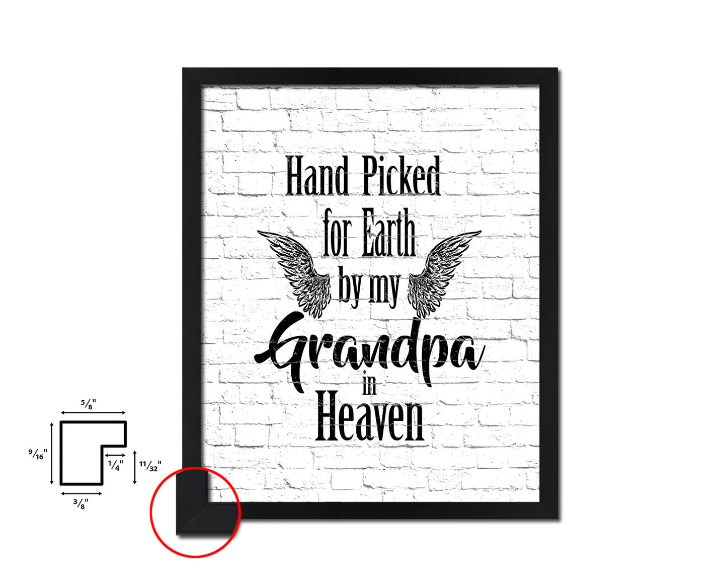 Hand picked for earth by our grandpa in heaven Quote Framed Print Wall Art Decor Gifts