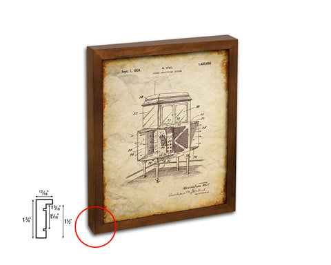 Amplifying System Sound Vintage Patent Artwork Walnut Frame Gifts