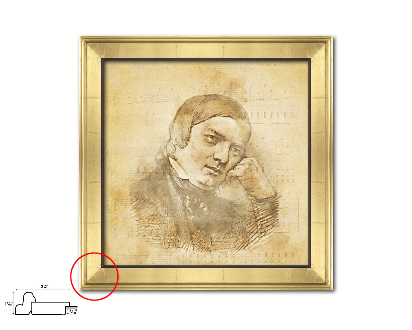 Robert Schumann Ancient Classical Musician Gold Framed Print Wall Decor Art Gifts