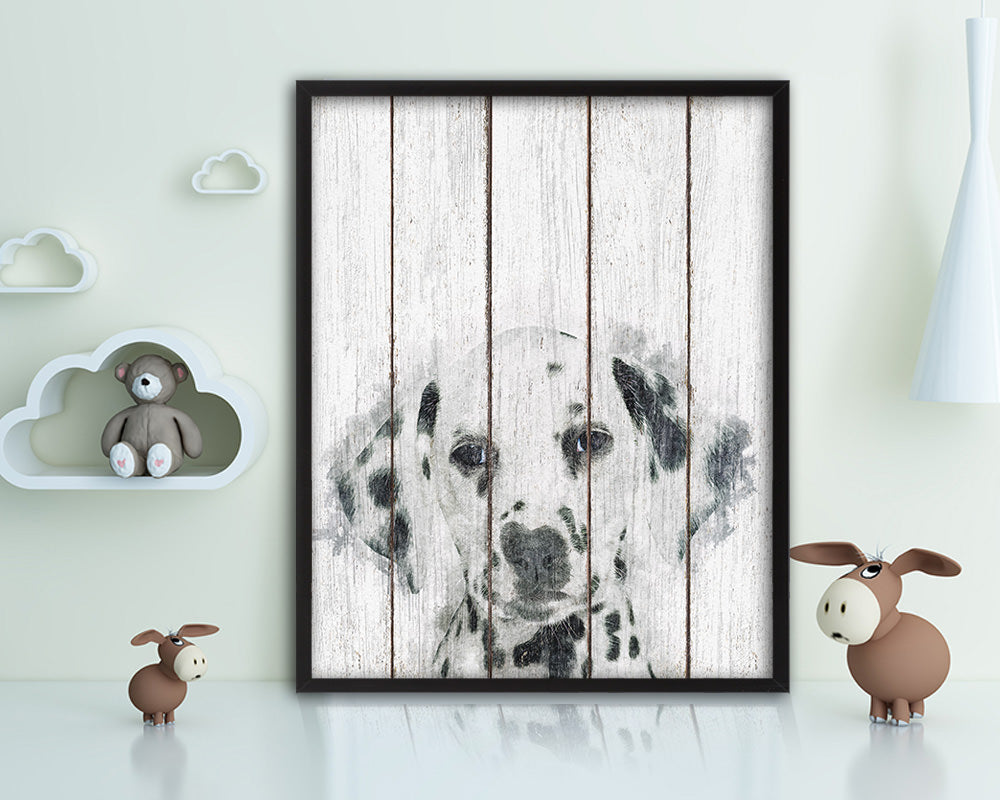 Dalmatian Dog Puppy Portrait Framed Print Pet Watercolor Wall Decor Art Gifts