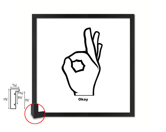 Okay hand Punctuation Symbol Framed Print Home Decor Wall Art English Teacher Gifts