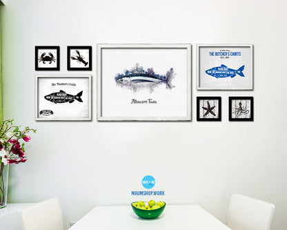 Albacore Tuna Fish Framed Prints Modern Restaurant Sushi Bar Watercolor Wall Art Decor