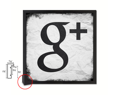 Google Plus Social Media Symbol Icons logo Wood Framed Print Home Decor Wall Art Gifts