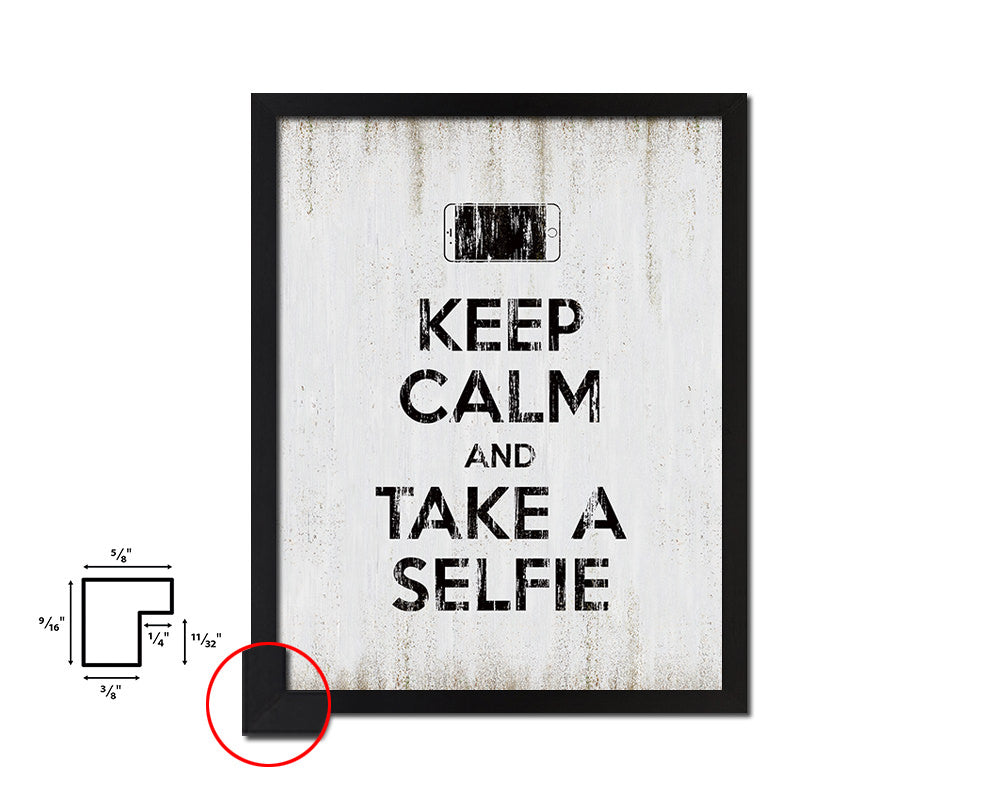 Keep calm and take a selfie Quote Wood Framed Print Wall Decor Art