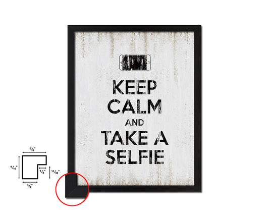 Keep calm and take a selfie Quote Wood Framed Print Wall Decor Art