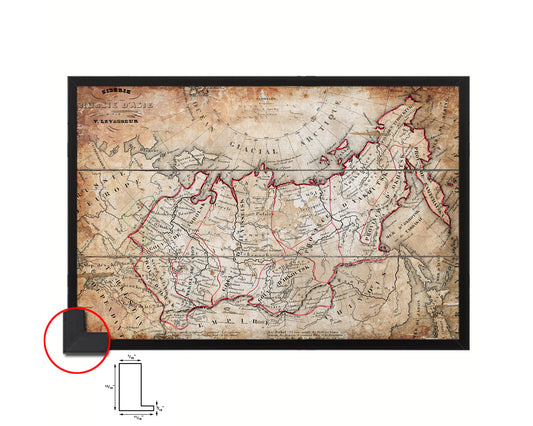 Siberia Russia Antique Map Framed Print Art Wall Decor Gifts