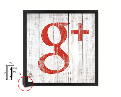Google Plus Social Media Symbol Icons logo Framed Print Shabby Chic Home Decor Wall Art Gifts
