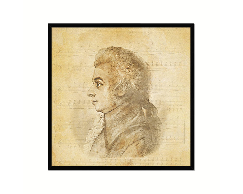 Woygang Amadeus Mozart Vintage Classical Music Black Framed Print Wall Decor Art Gifts