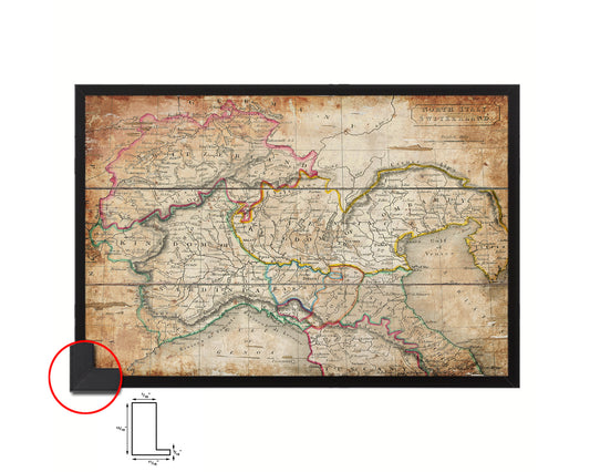 Northern Italy Antique Map Framed Print Art Wall Decor Gifts