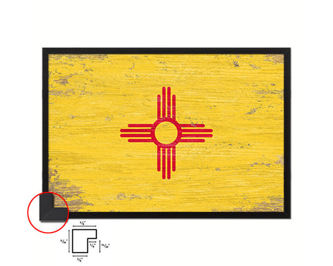 New Mexico State Shabby Chic Flag Wood Framed Paper Print  Wall Art Decor Gifts