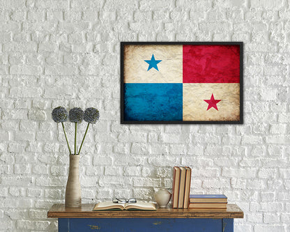 Panama Country Vintage Flag Wood Framed Print Wall Art Decor Gifts