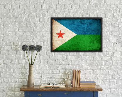 Djibouti Country Vintage Flag Wood Framed Print Wall Art Decor Gifts