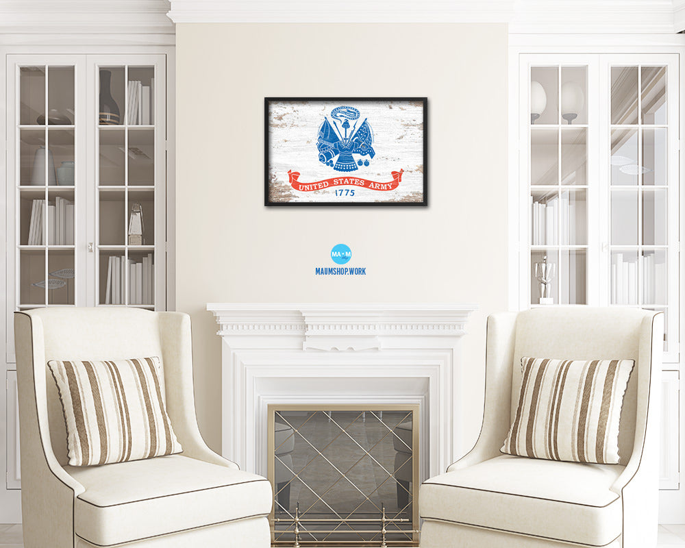 US Army 1775 Shabby Chic Military Flag Framed Print Decor Wall Art Gifts
