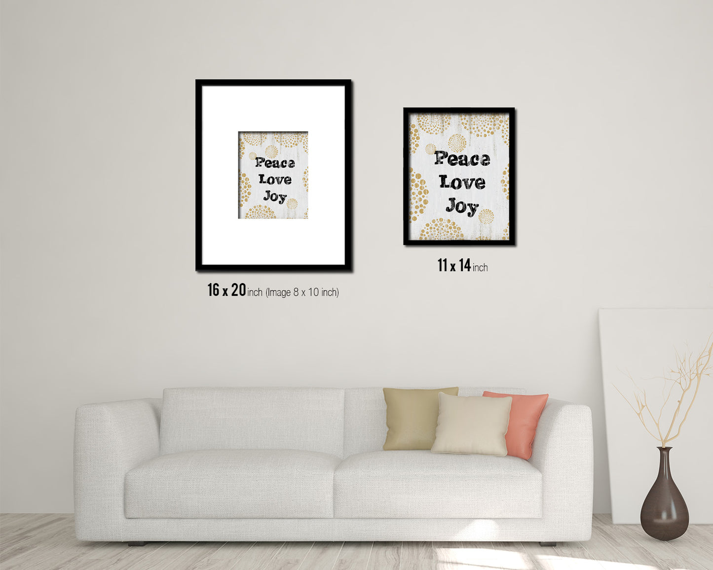 Peace love joy Quote Wood Framed Print Wall Decor Art