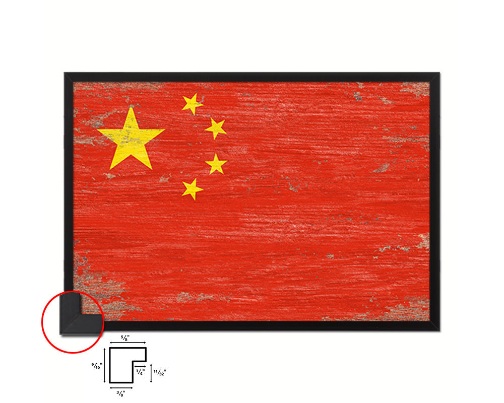 China Shabby Chic Country Flag Wood Framed Print Wall Art Decor Gifts