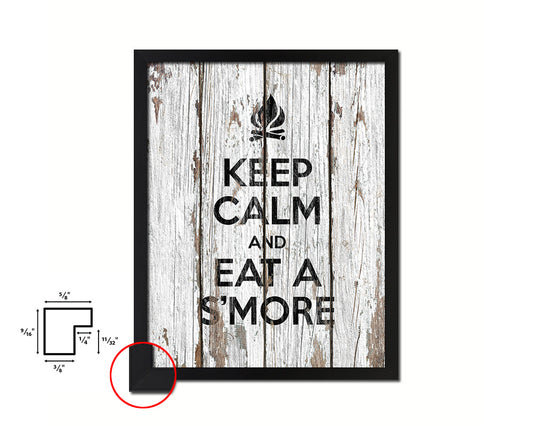 Keep calm and eat a smore Quote Framed Print Home Decor Wall Art Gifts