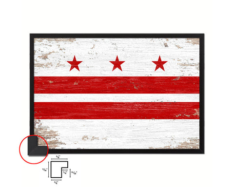 Washington DC Shabby Chic Flag Framed Prints Decor Wall Art Gifts