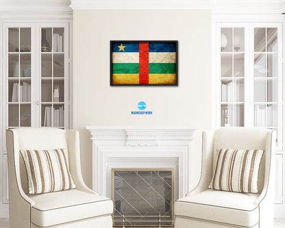Central African Republic Country Vintage Flag Wood Framed Print Wall Art Decor Gifts