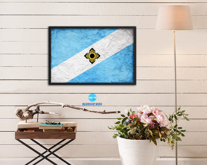Madison City Wisconsin State Vintage Flag Wood Framed Prints Decor Wall Art Gifts