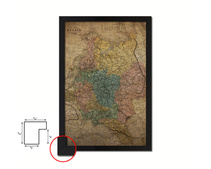 Russia Europe Vintage Map Wood Framed Print Art Wall Decor Gifts