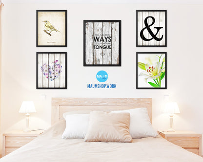 I will guard my ways lest I sin with my tongue, Psalm 39:1 Quote Framed Print Wall Decor Art Gifts