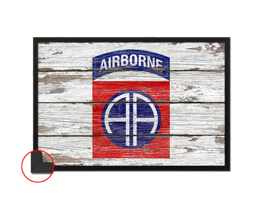 US Army 82nd Airborne Wood Rustic Flag Wood Framed Print Wall Art Decor Gifts