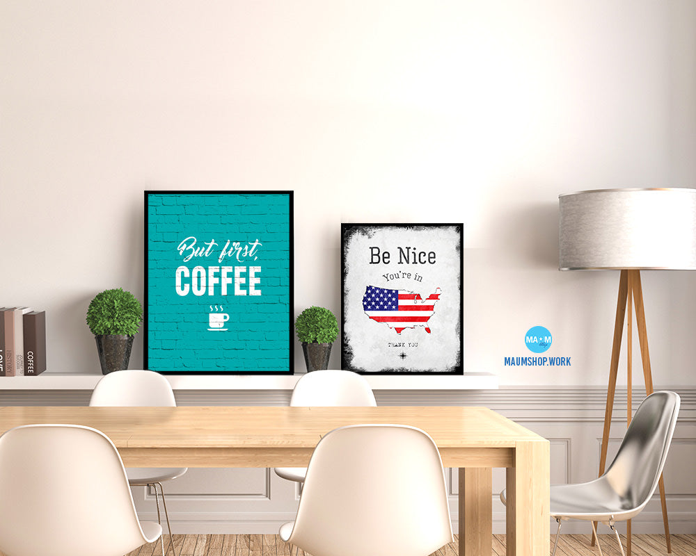 But first, coffee Quotes Framed Print Home Decor Wall Art Gifts