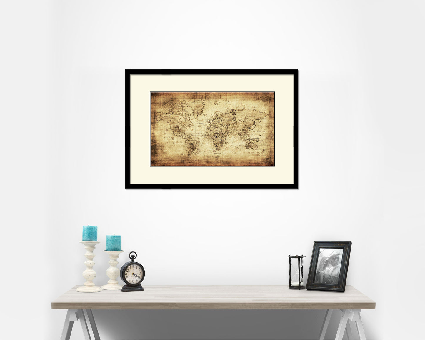 World Old Map Framed Print Art Wall Decor Gifts