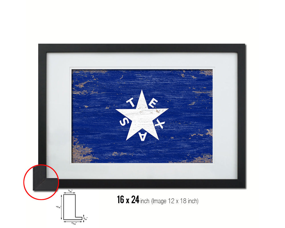 Texas History Lorenzo De Zavala Shabby Chic Military Flag Framed Print Decor Wall Art Gifts