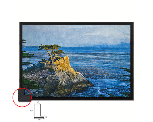 Monterey, California, Lone CypressTree Landscape Painting Print Art Frame Home Wall Decor Gifts