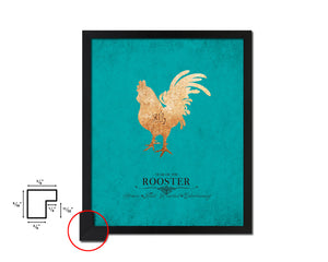Rooster Chinese Zodiac Character Black Framed Art Paper Print Wall Art Decor Gifts, Aqua