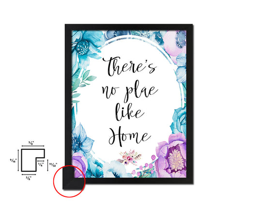 There’s no place like home Quote Boho Flower Framed Print Wall Decor Art