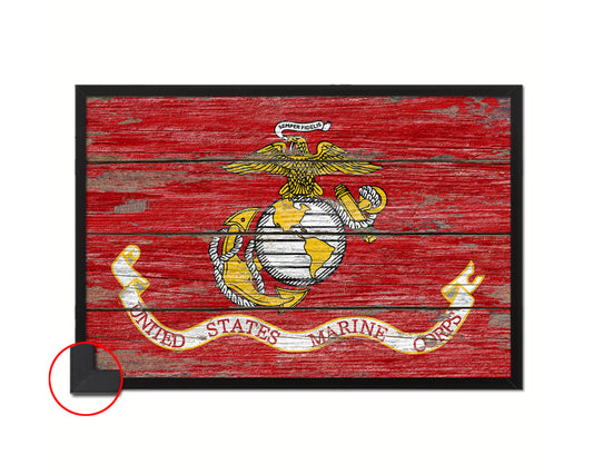US Marine Corps Wood Rustic Flag Wood Framed Print Wall Art Decor Gifts