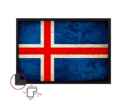 Iceland Country Vintage Flag Wood Framed Print Wall Art Decor Gifts