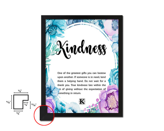 Kindness Quote Boho Flower Framed Print Wall Decor Art