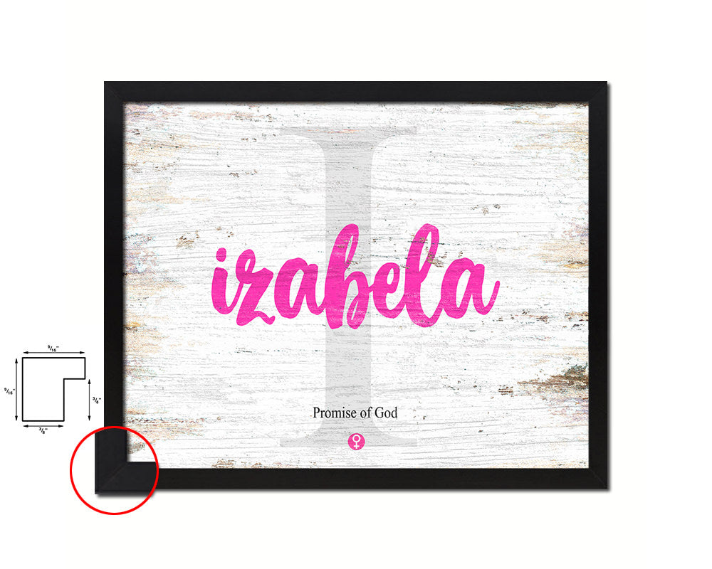 Izabela Personalized Biblical Name Plate Art Framed Print Kids Baby Room Wall Decor Gifts