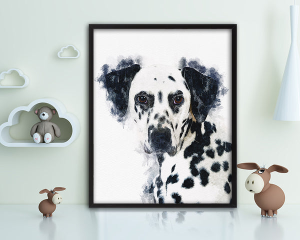 Dalmatian Dog Puppy Portrait Framed Print Pet Watercolor Wall Decor Art Gifts