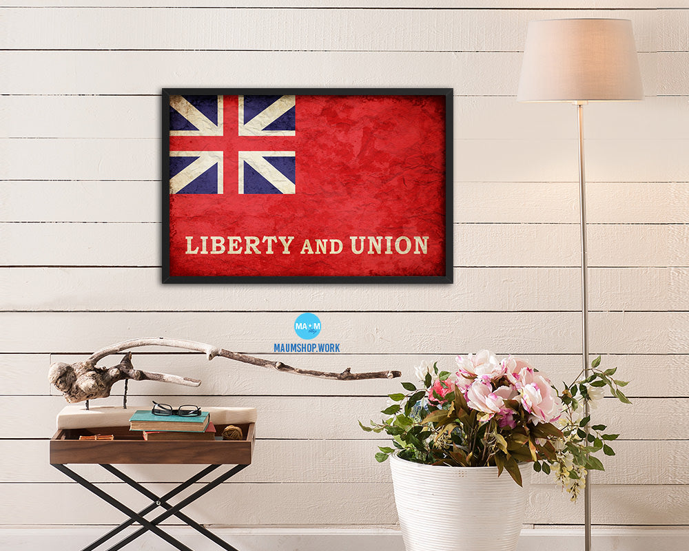 Liberty and Union Vintage Military Flag Framed Print Sign Decor Wall Art Gifts