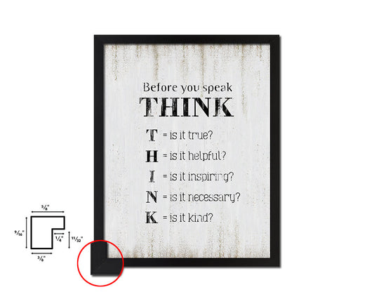 Before you speak think Quote Wood Framed Print Wall Decor Art